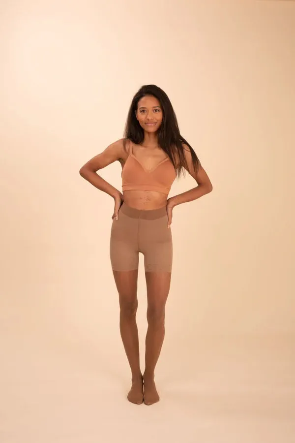 Sheer Contour Tights - Caramel