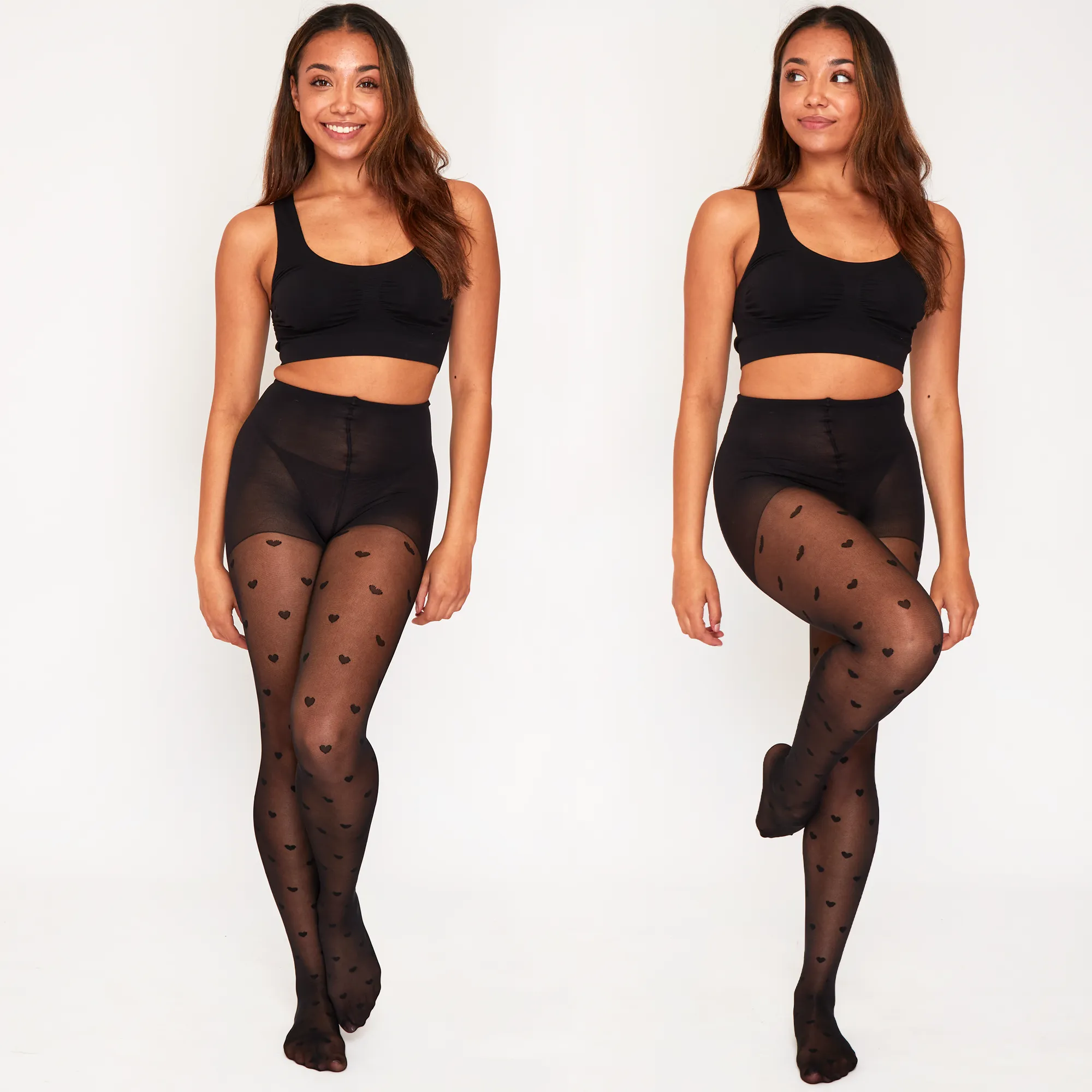 Sheer Heart Tights Black
