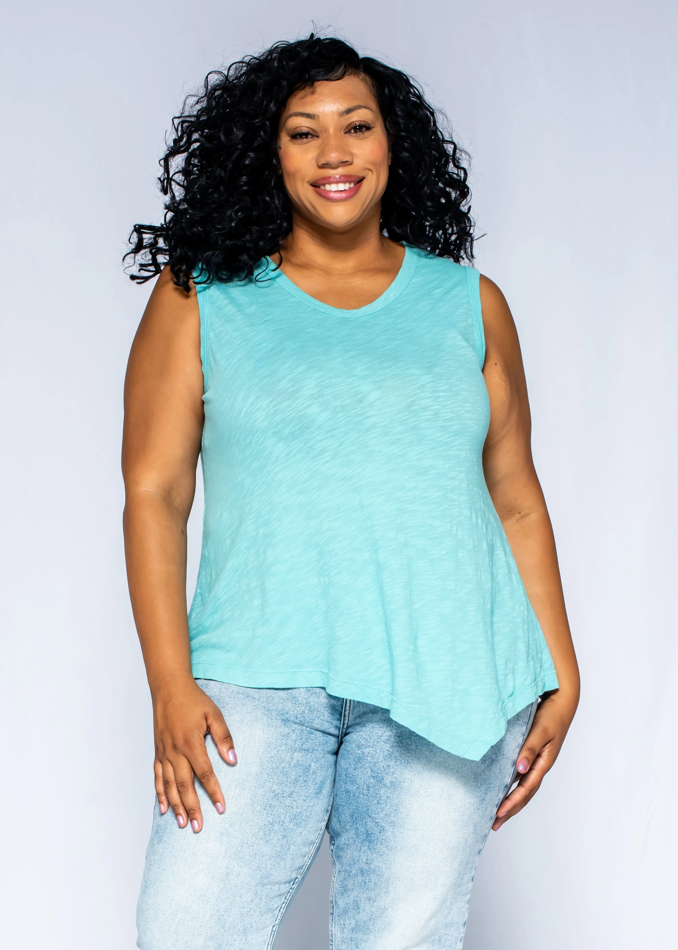 Shell Tunic Double Slant Hem Top
