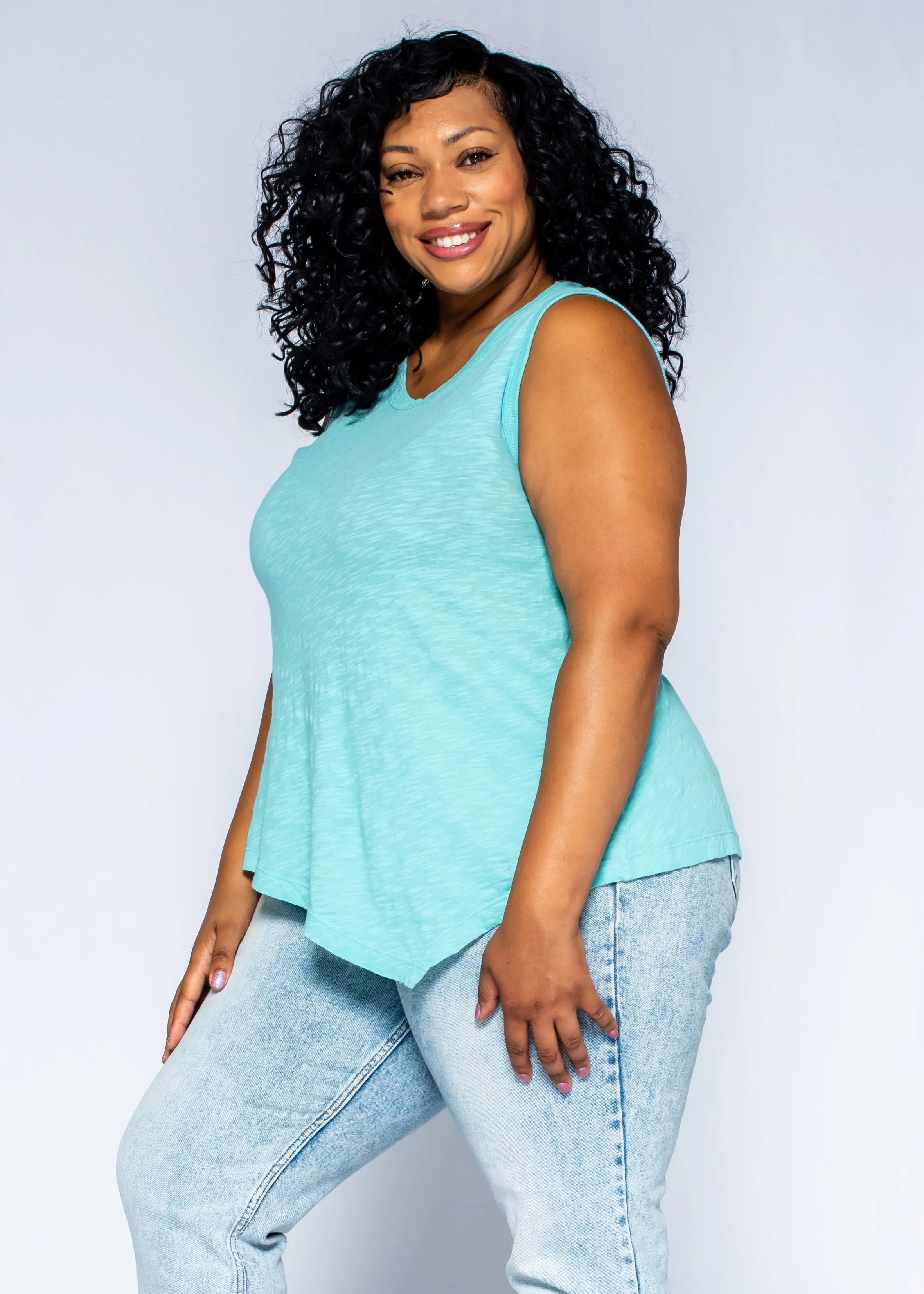 Shell Tunic Double Slant Hem Top