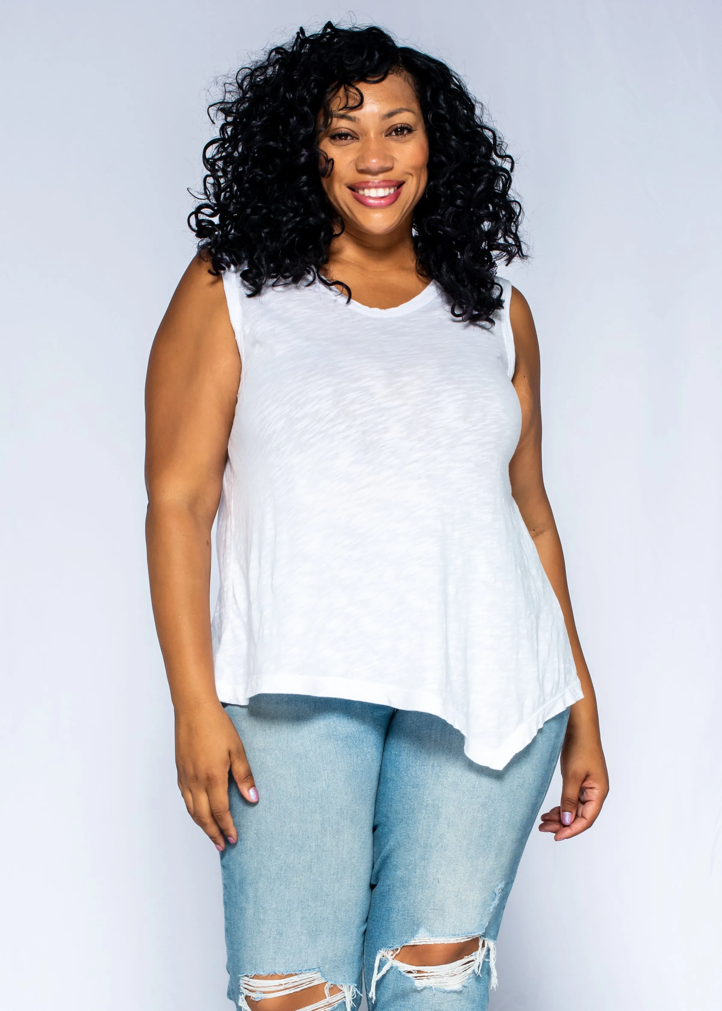 Shell Tunic Double Slant Hem Top