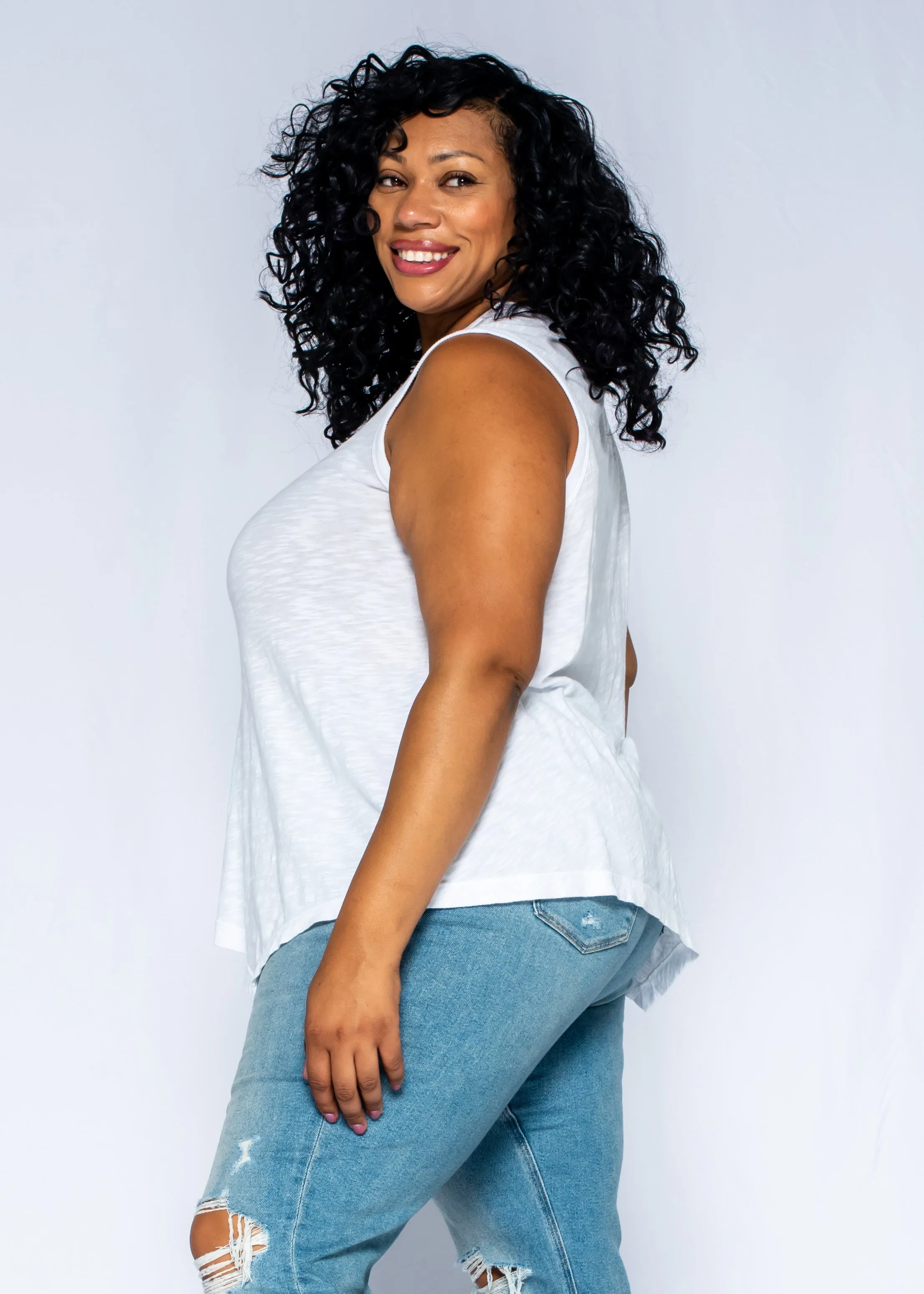 Shell Tunic Double Slant Hem Top