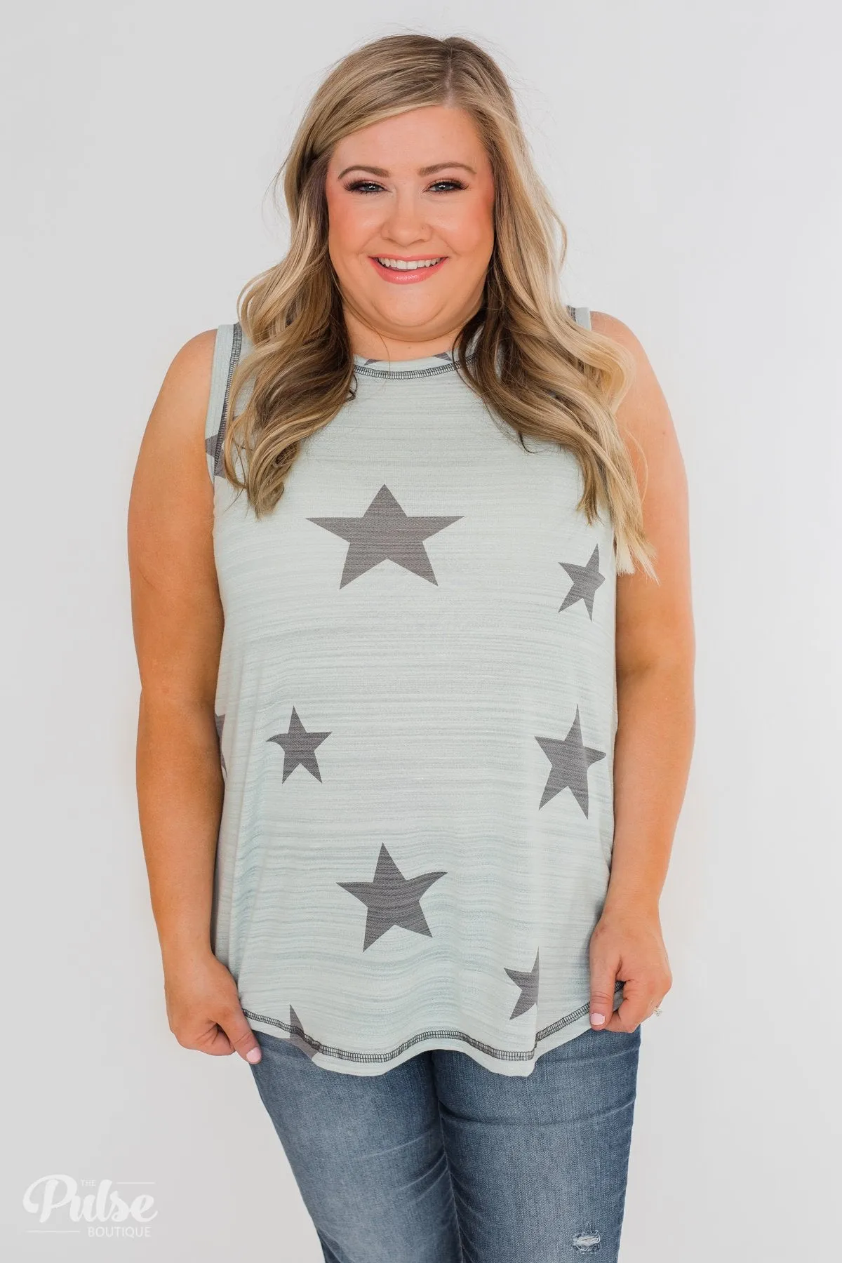 Shine Like A Star Tank Top- Sage
