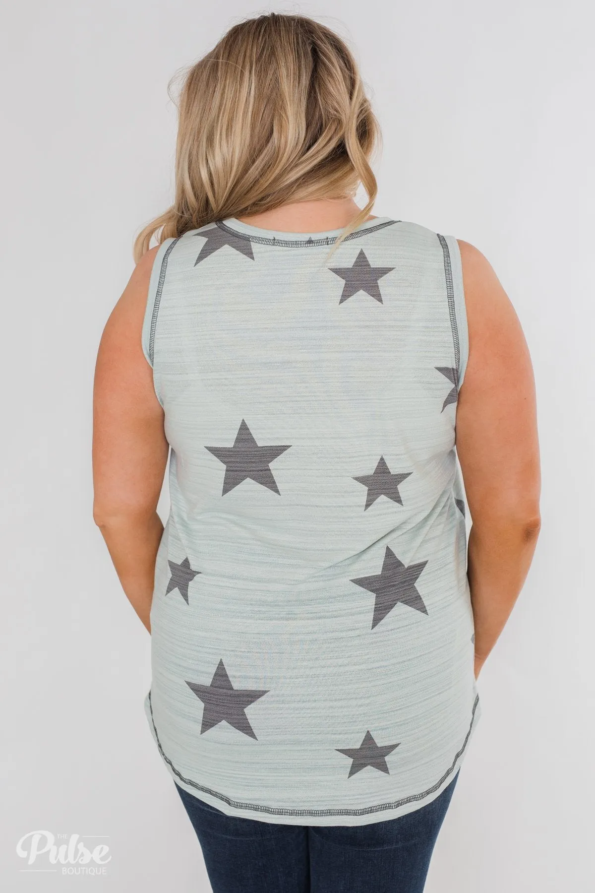 Shine Like A Star Tank Top- Sage