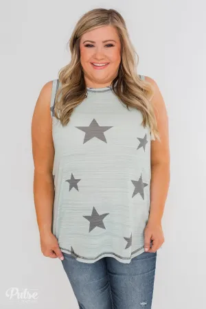 Shine Like A Star Tank Top- Sage