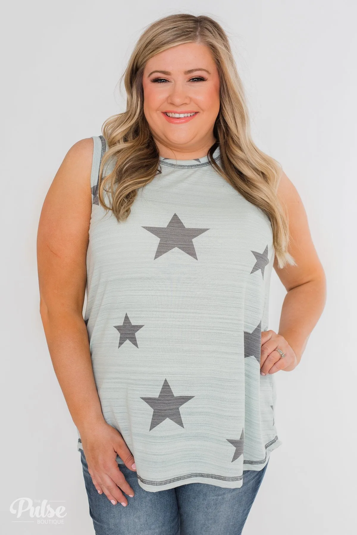 Shine Like A Star Tank Top- Sage