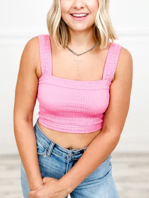 Shirred Square Neck Crop Top