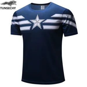 Short Sleeve Hot Captain Inspired Comic Book America Superhero Printed T-Shirt