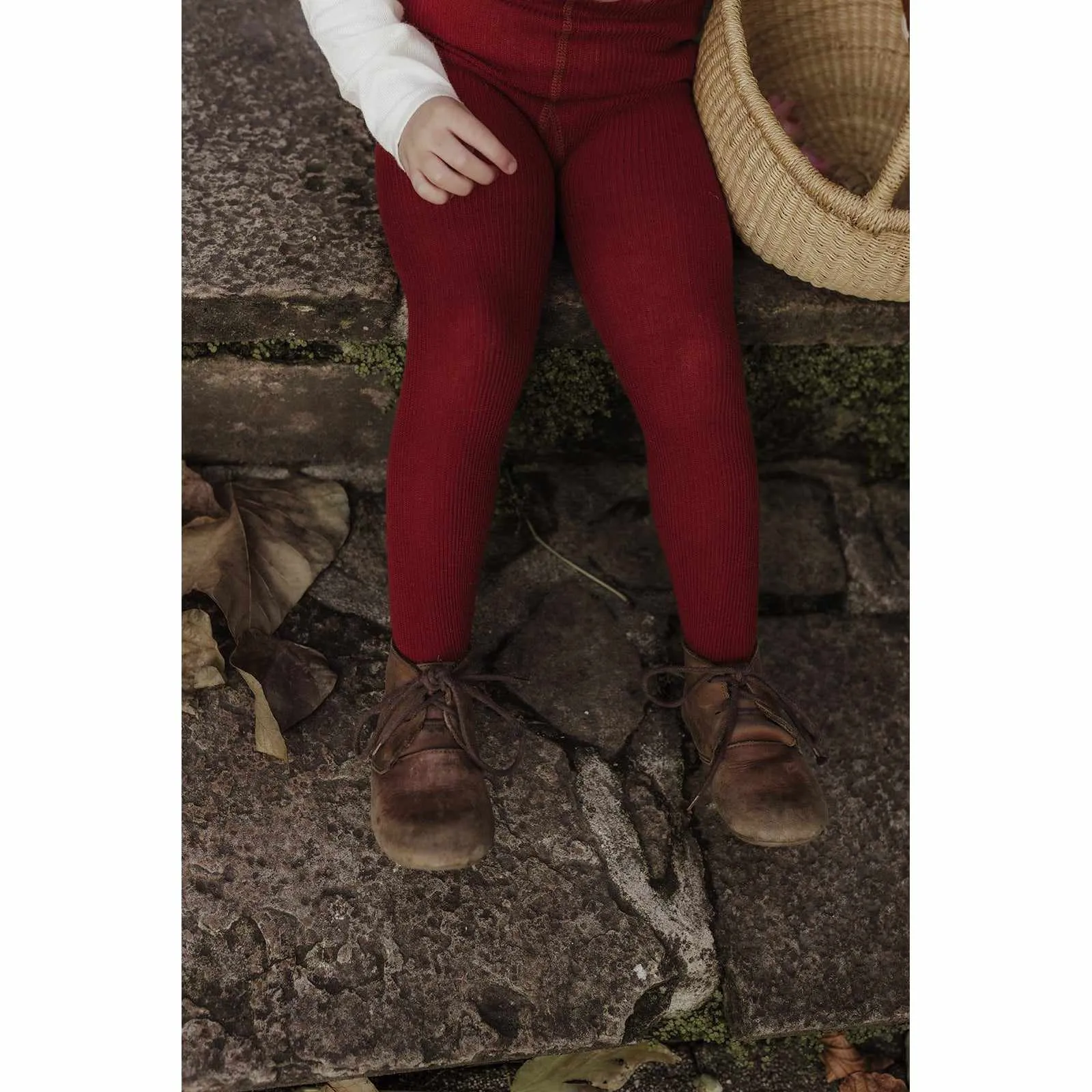 Silly Silas - Footed cotton tights with braces - Maple Leaf