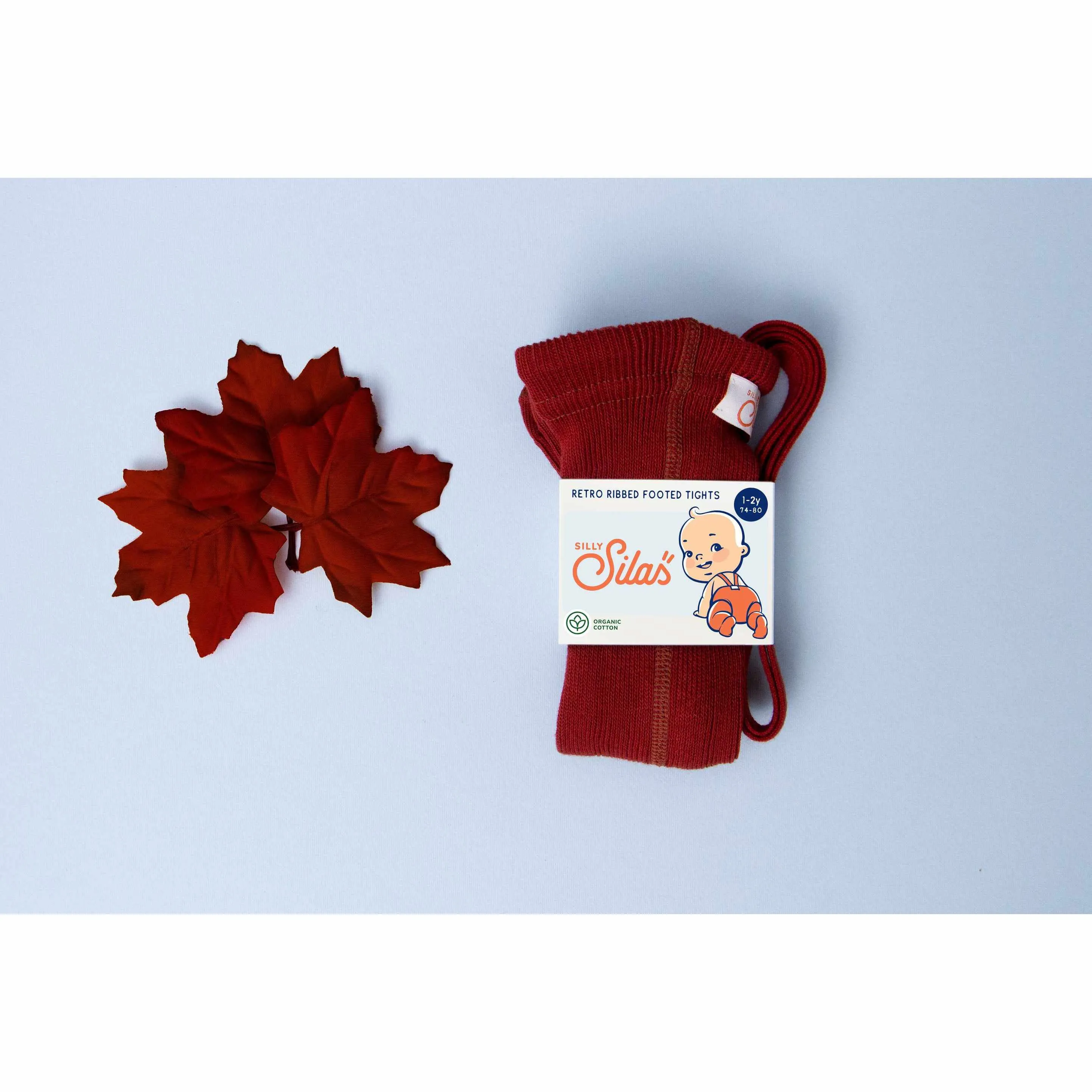 Silly Silas - Footed cotton tights with braces - Maple Leaf