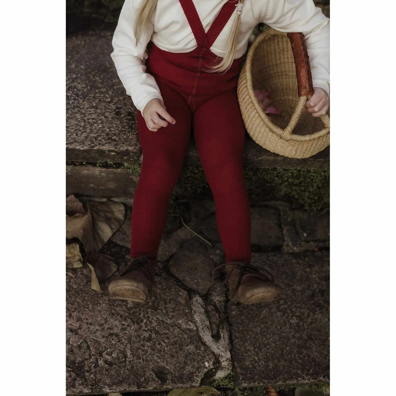 Silly Silas - Footed cotton tights with braces - Maple Leaf