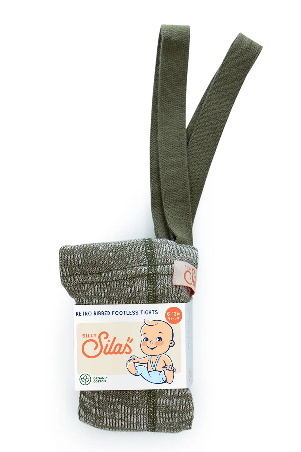 Silly Silas Footless Cotton Tights - Creamy Olive