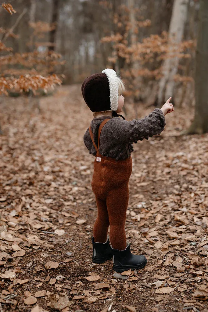 Silly Silas Teddy Warmy Footed Cotton Tights - Cinnamon