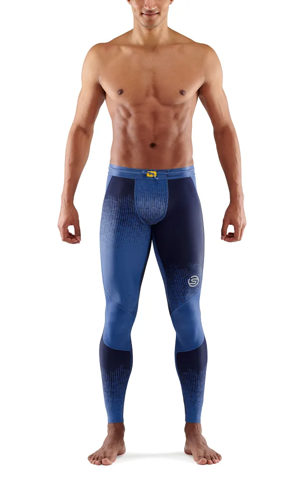 Skins Men's Compression Long Tights 3-Series - Dot Fade Blue