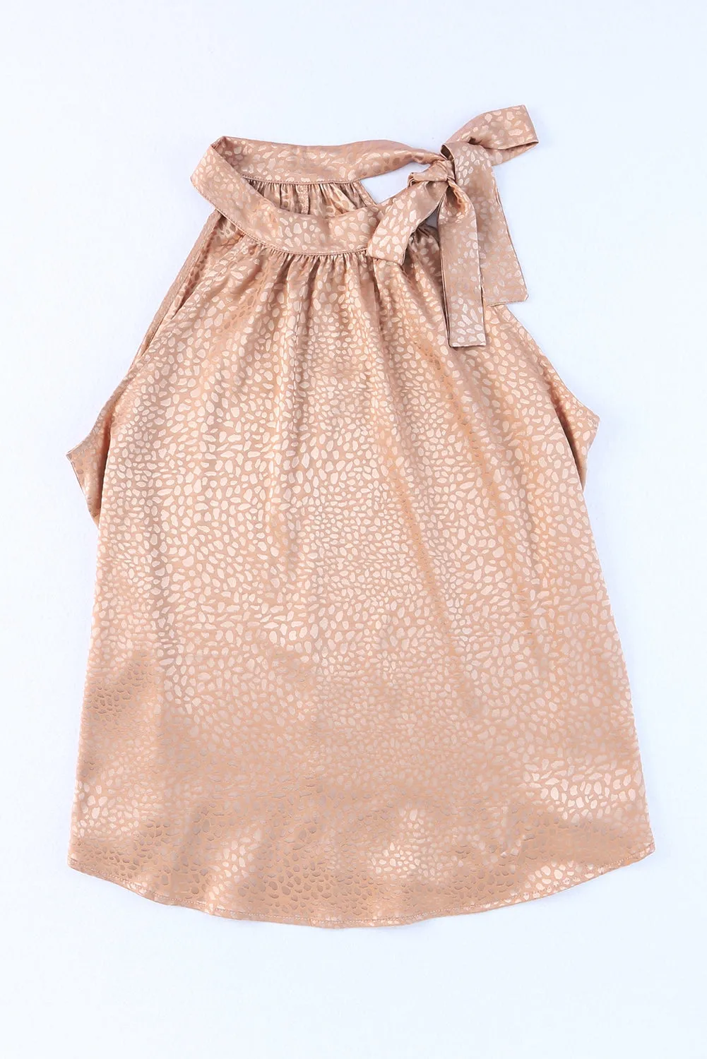 Sleeveless Tie Mock Neck Tank Top