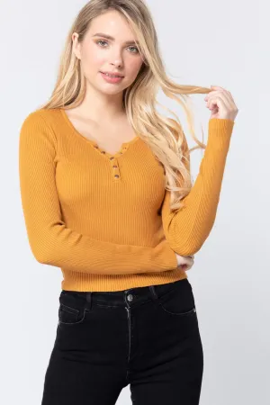 Snap Button Detail Sweater Top