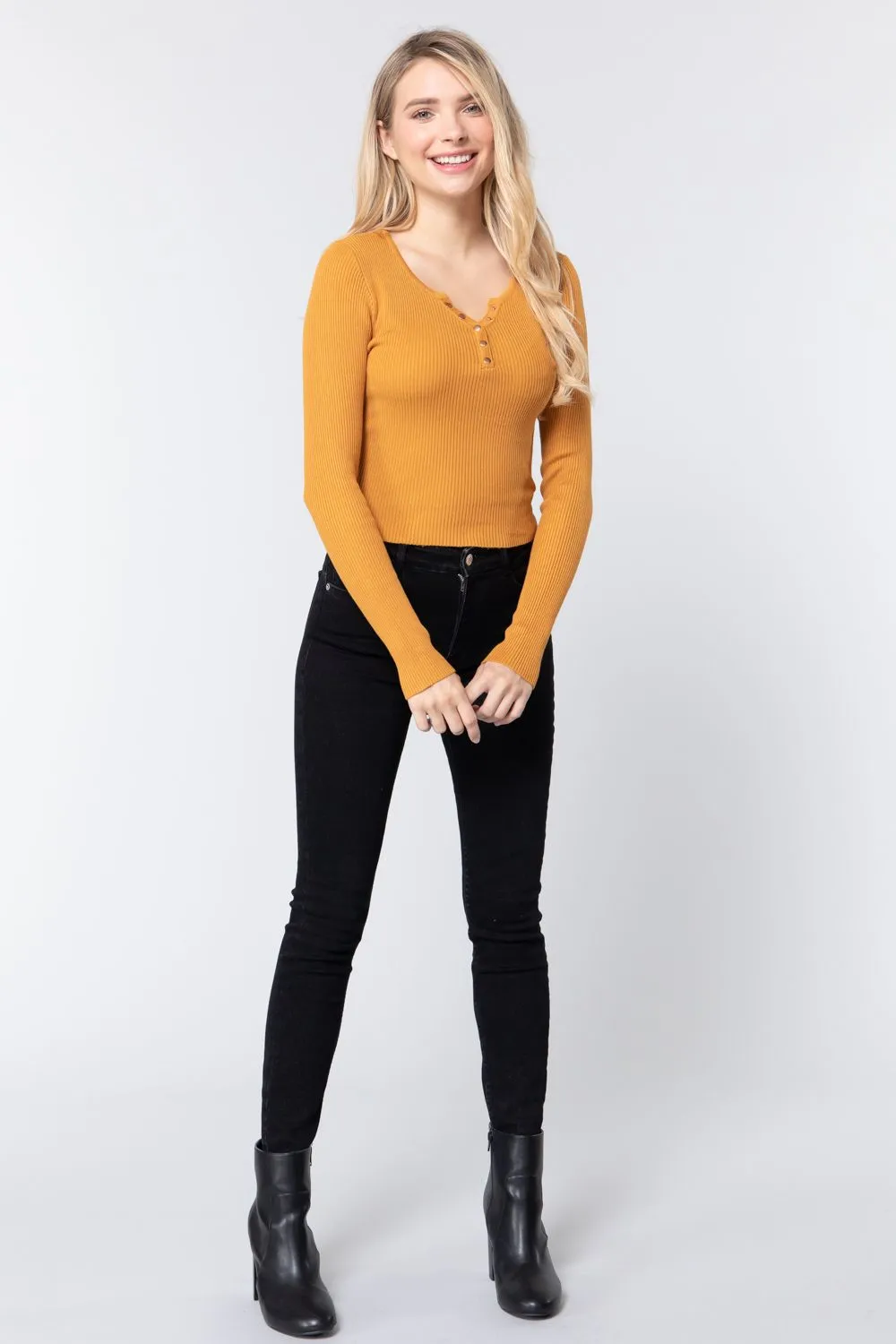 Snap Button Detail Sweater Top