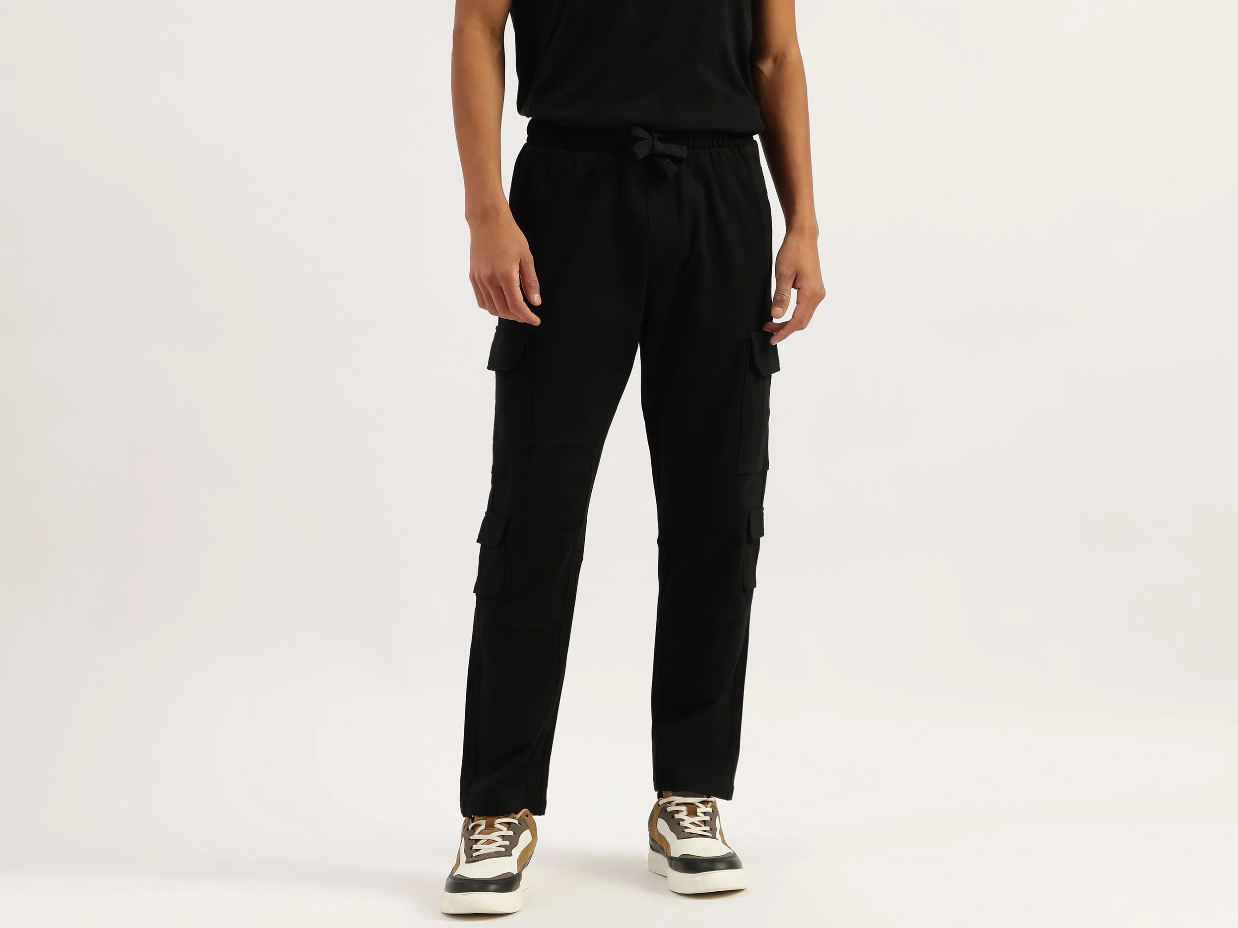 Solid Cargo Fit Trousers