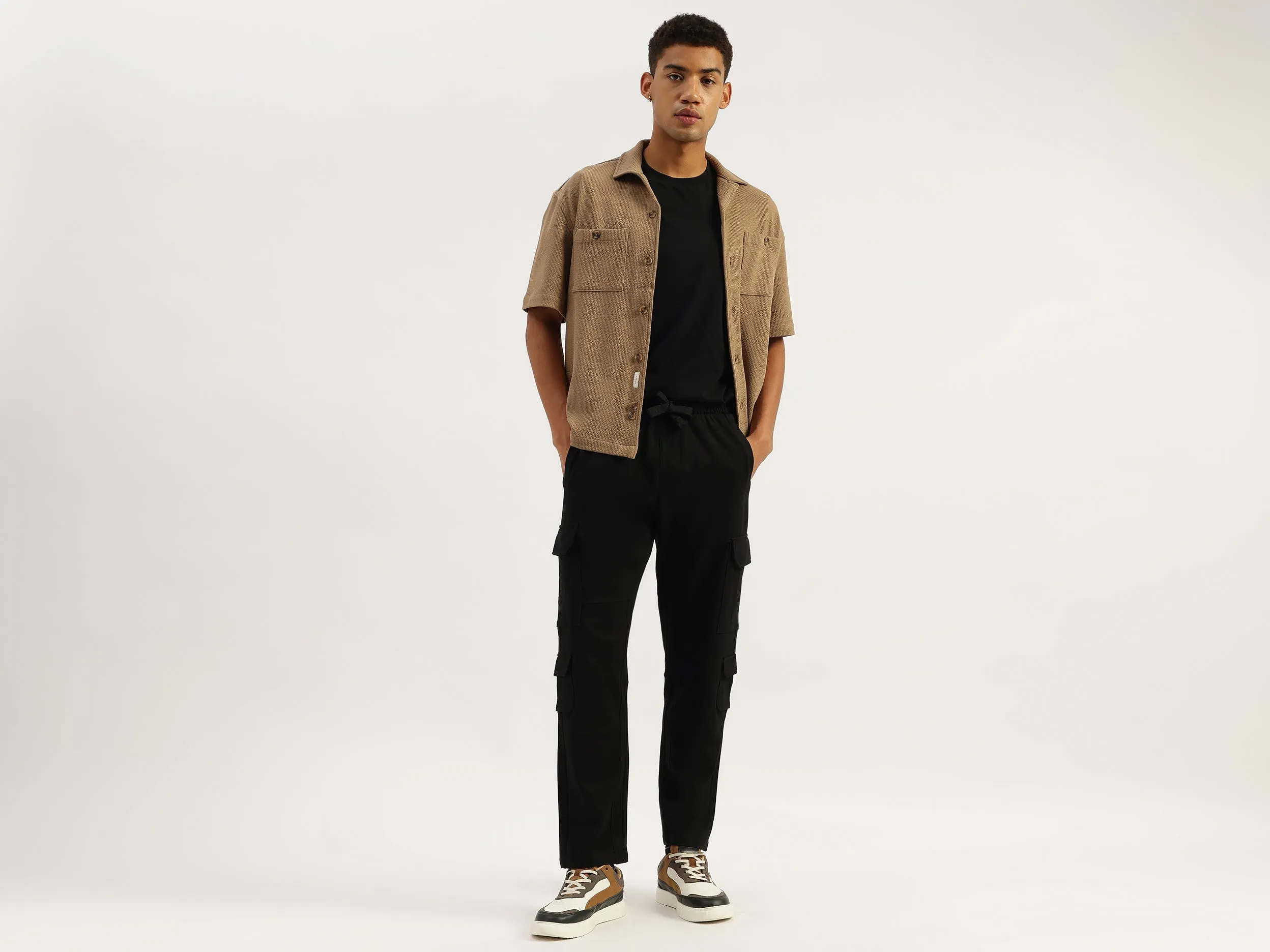 Solid Cargo Fit Trousers