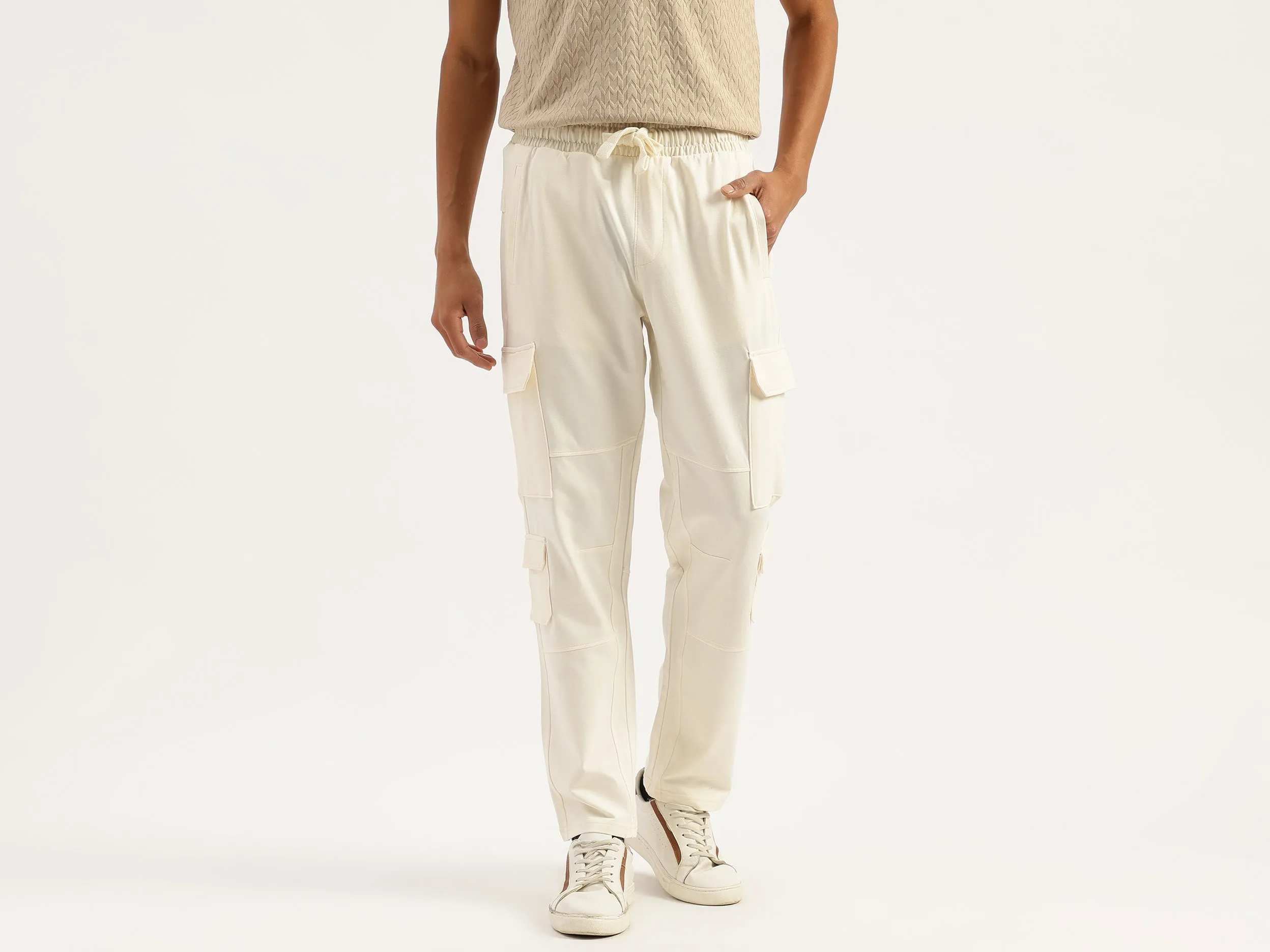 Solid Cargo Fit Trousers