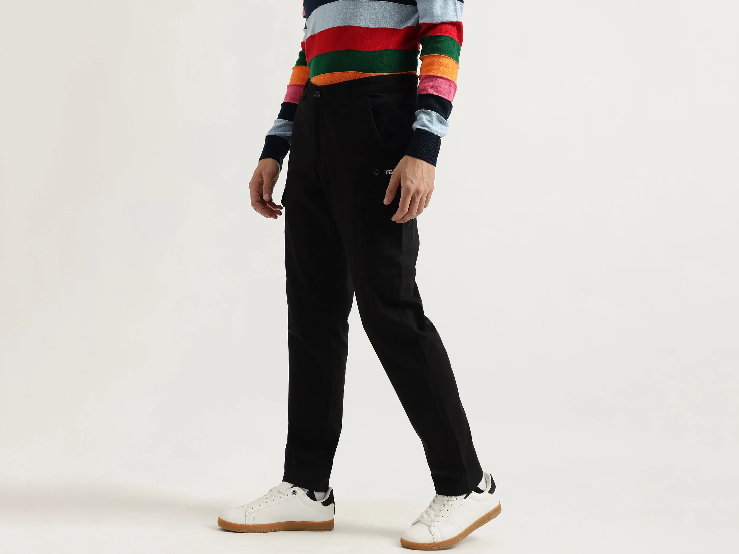 Solid Cargo Fit Trousers