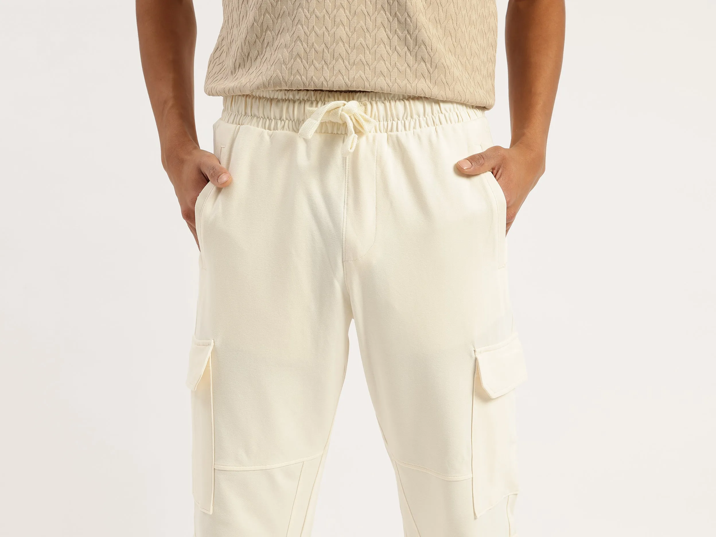 Solid Cargo Fit Trousers