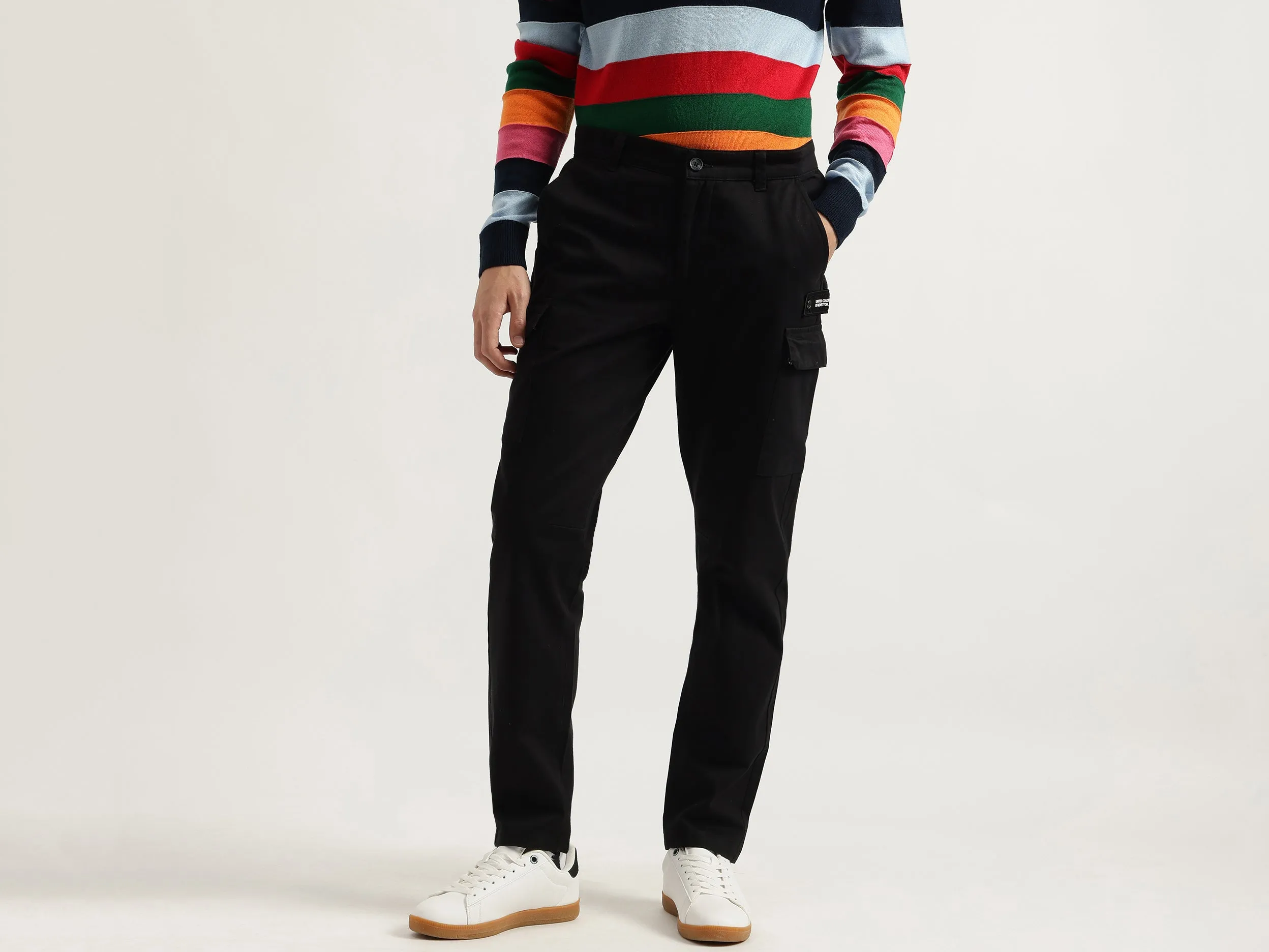 Solid Cargo Fit Trousers