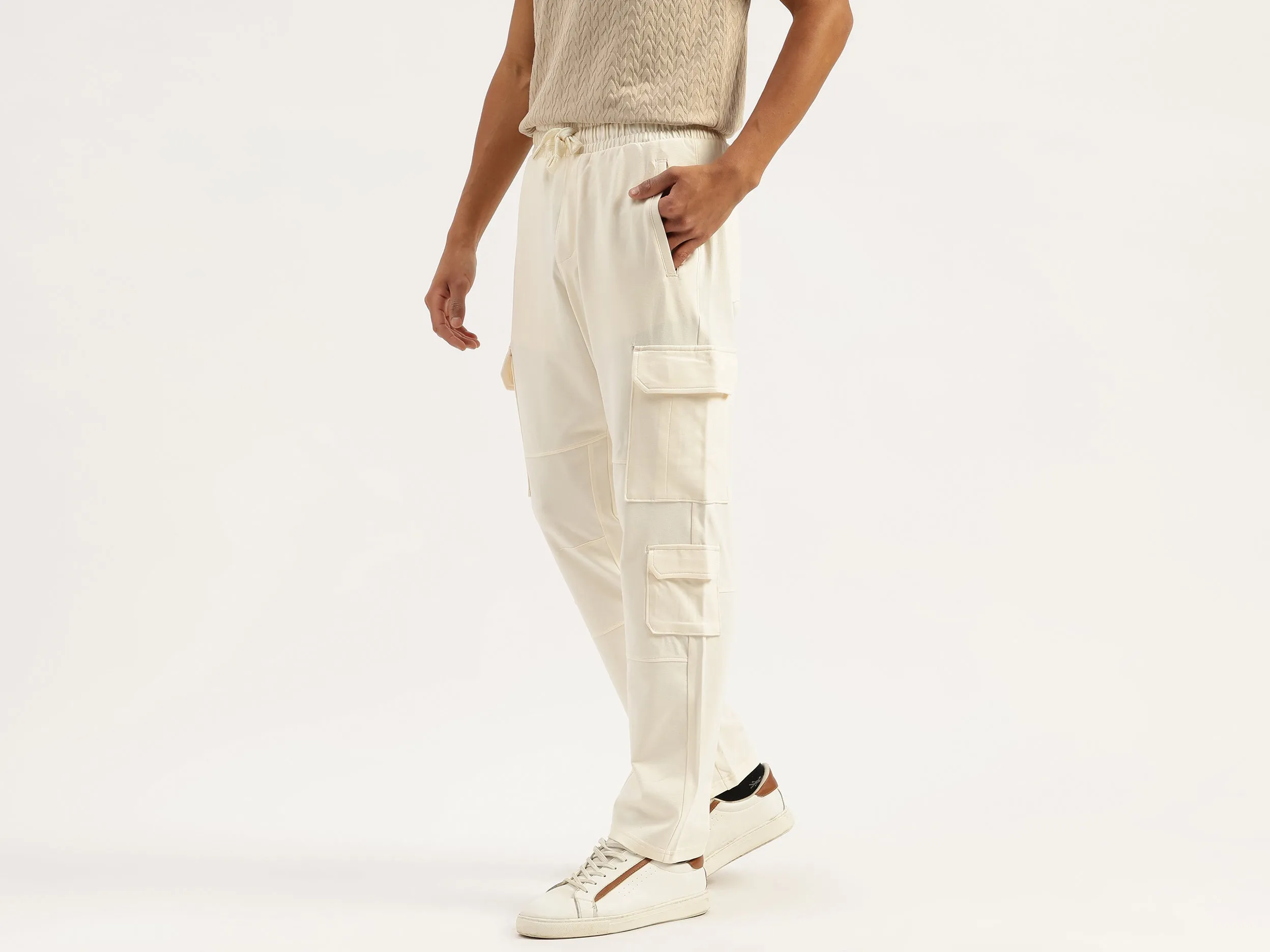 Solid Cargo Fit Trousers