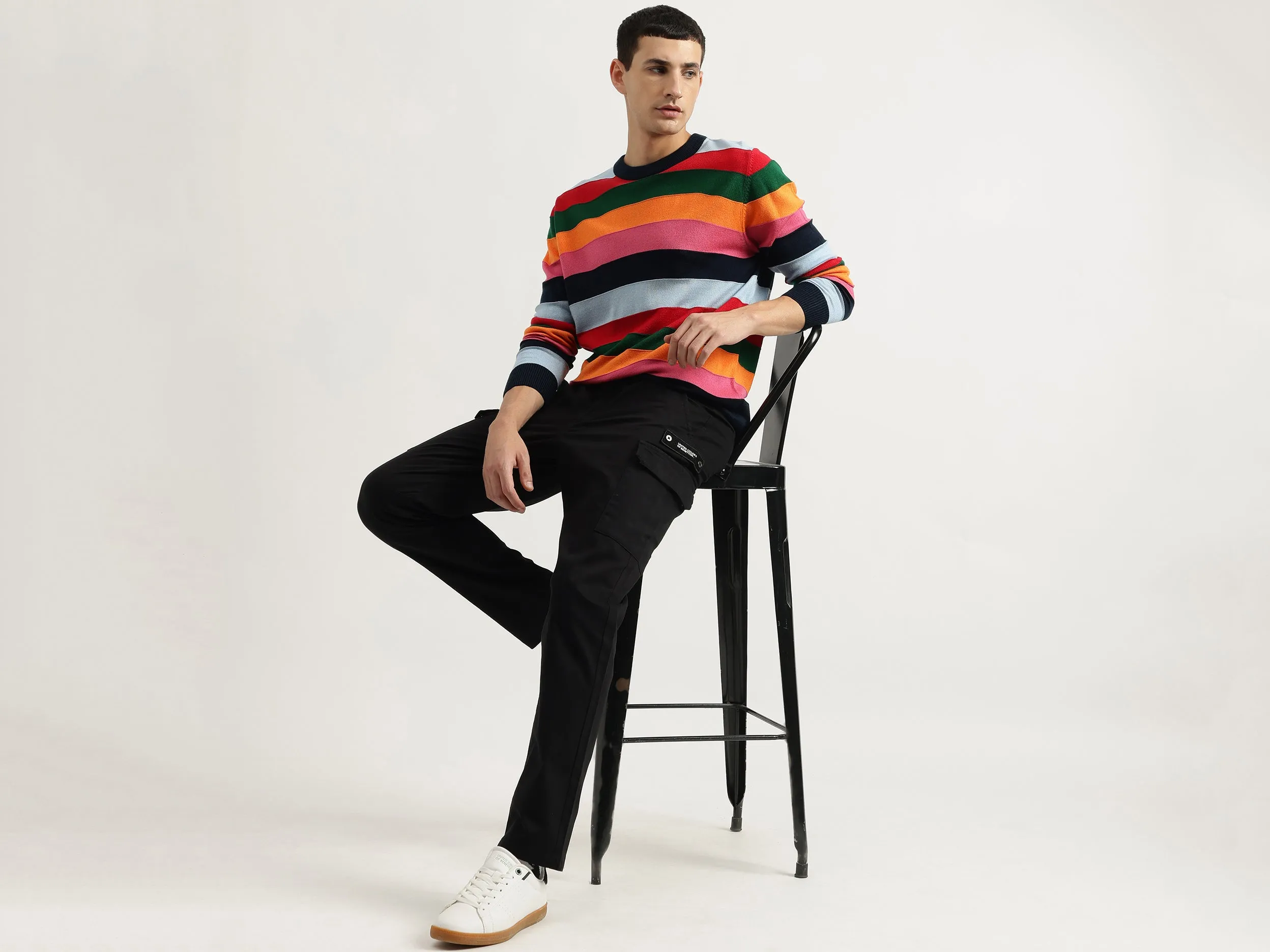 Solid Cargo Fit Trousers