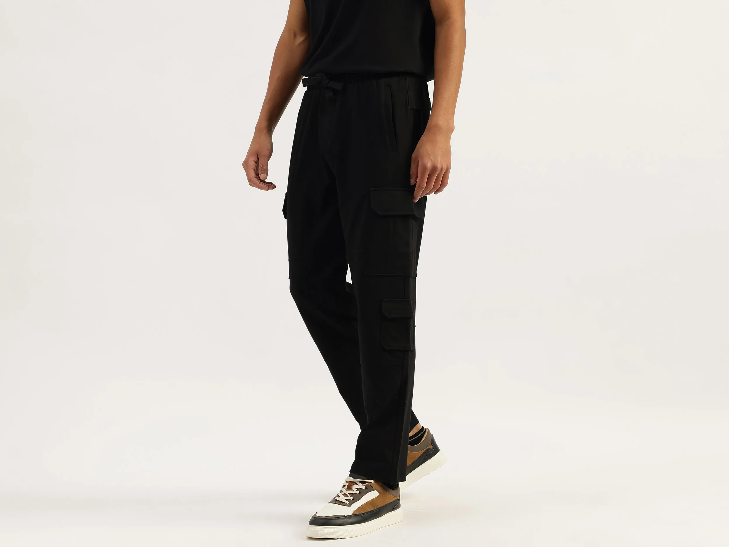 Solid Cargo Fit Trousers