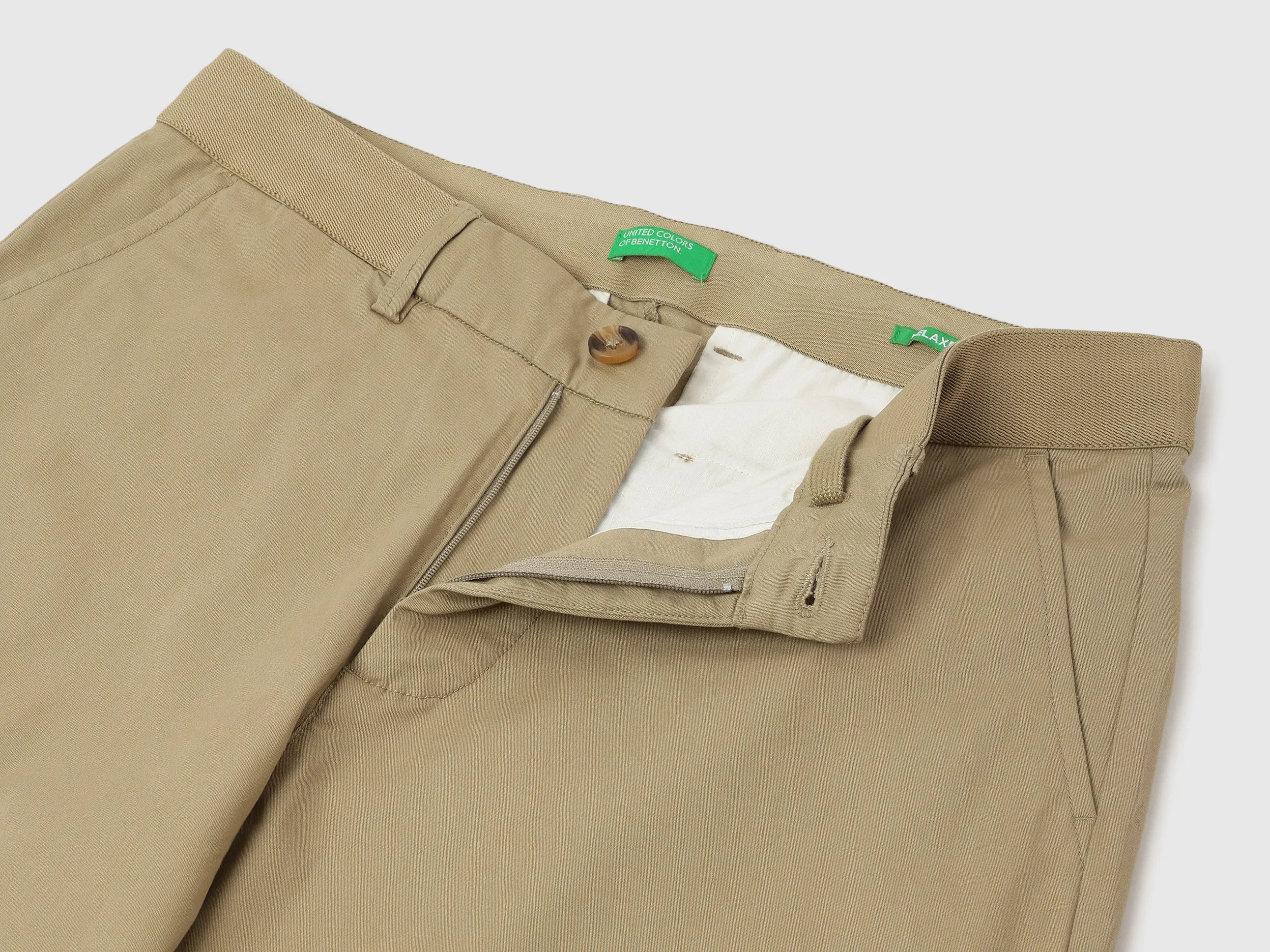 Solid Relaxed Fit Chino Trousers