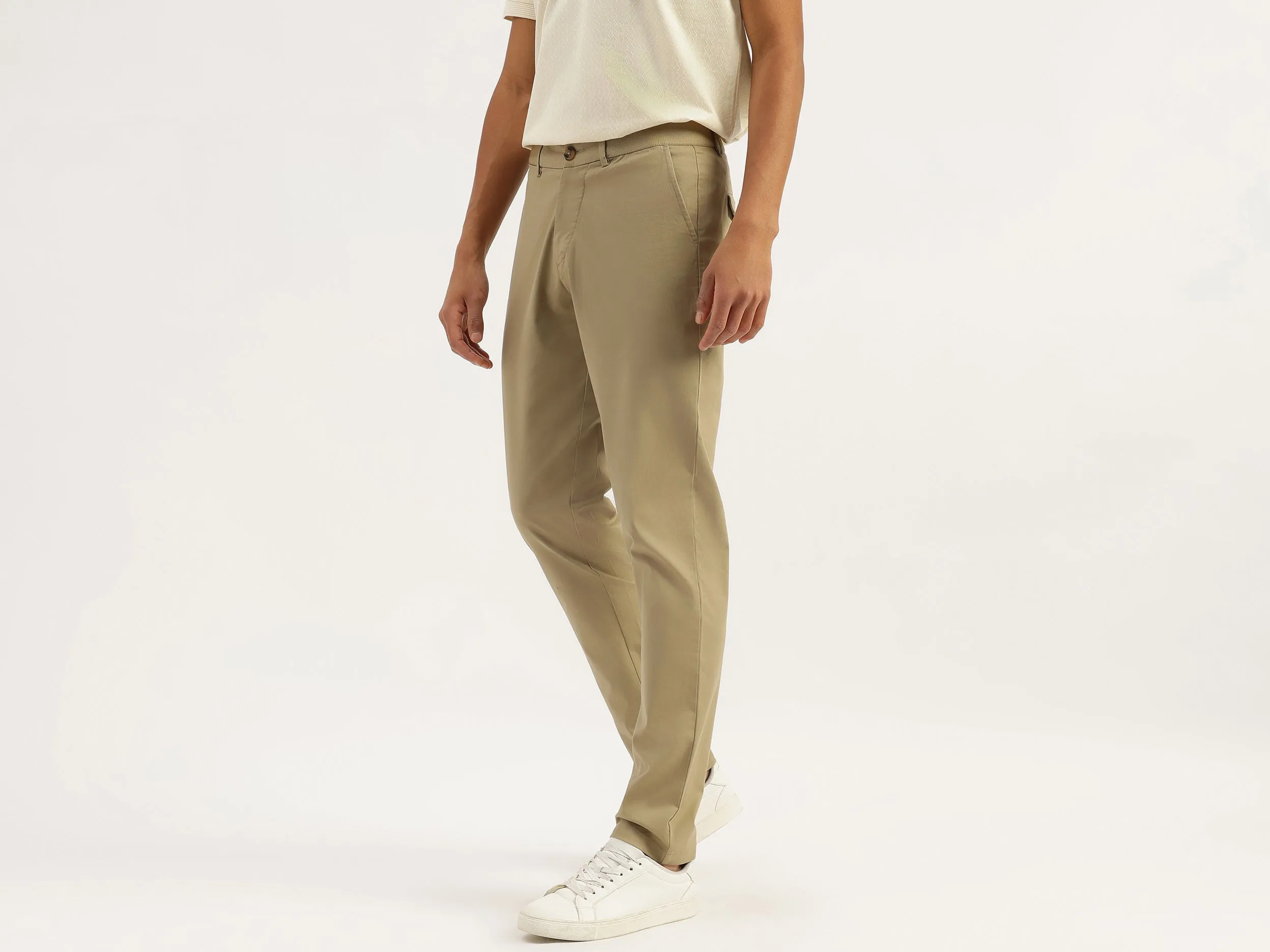 Solid Relaxed Fit Chino Trousers