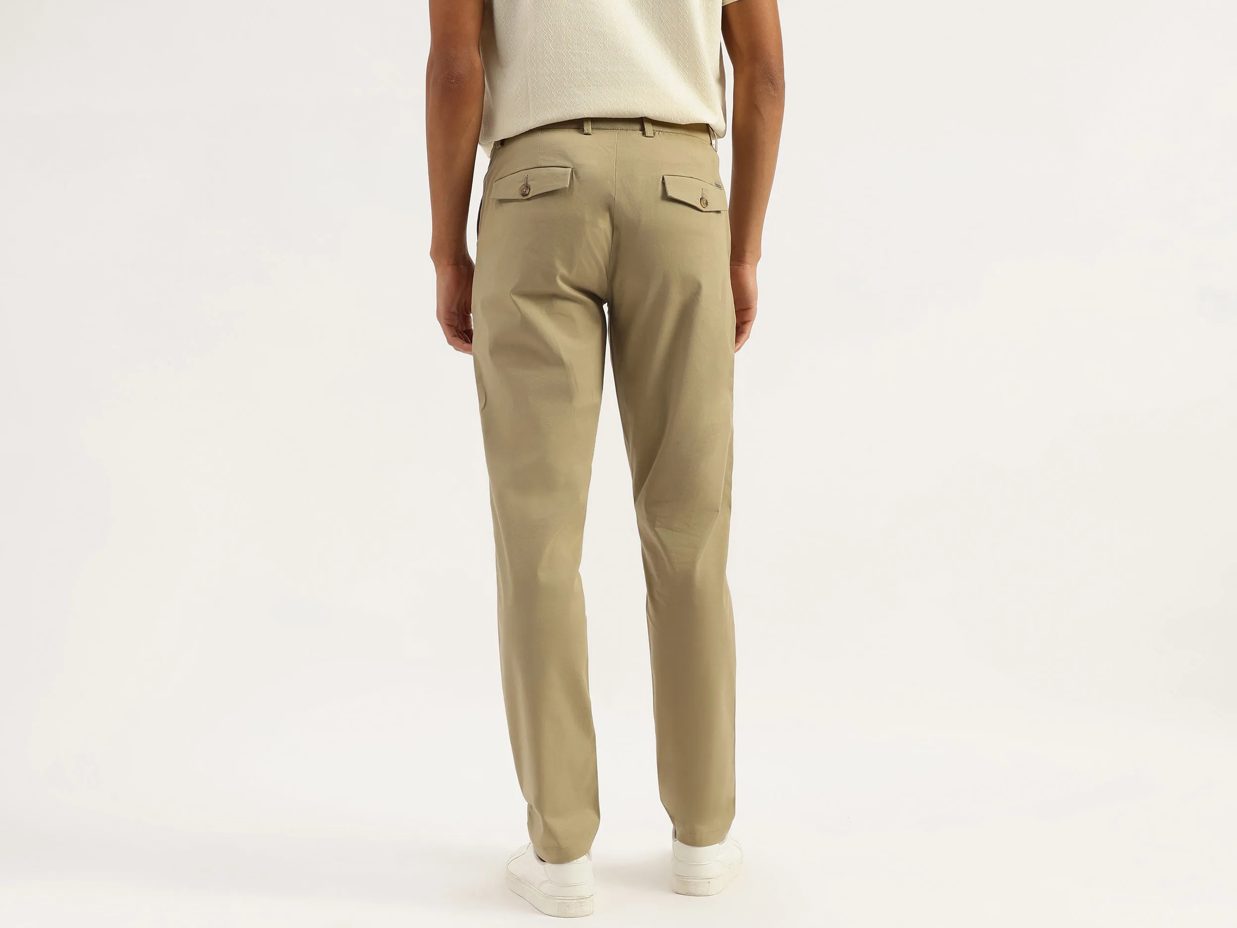 Solid Relaxed Fit Chino Trousers