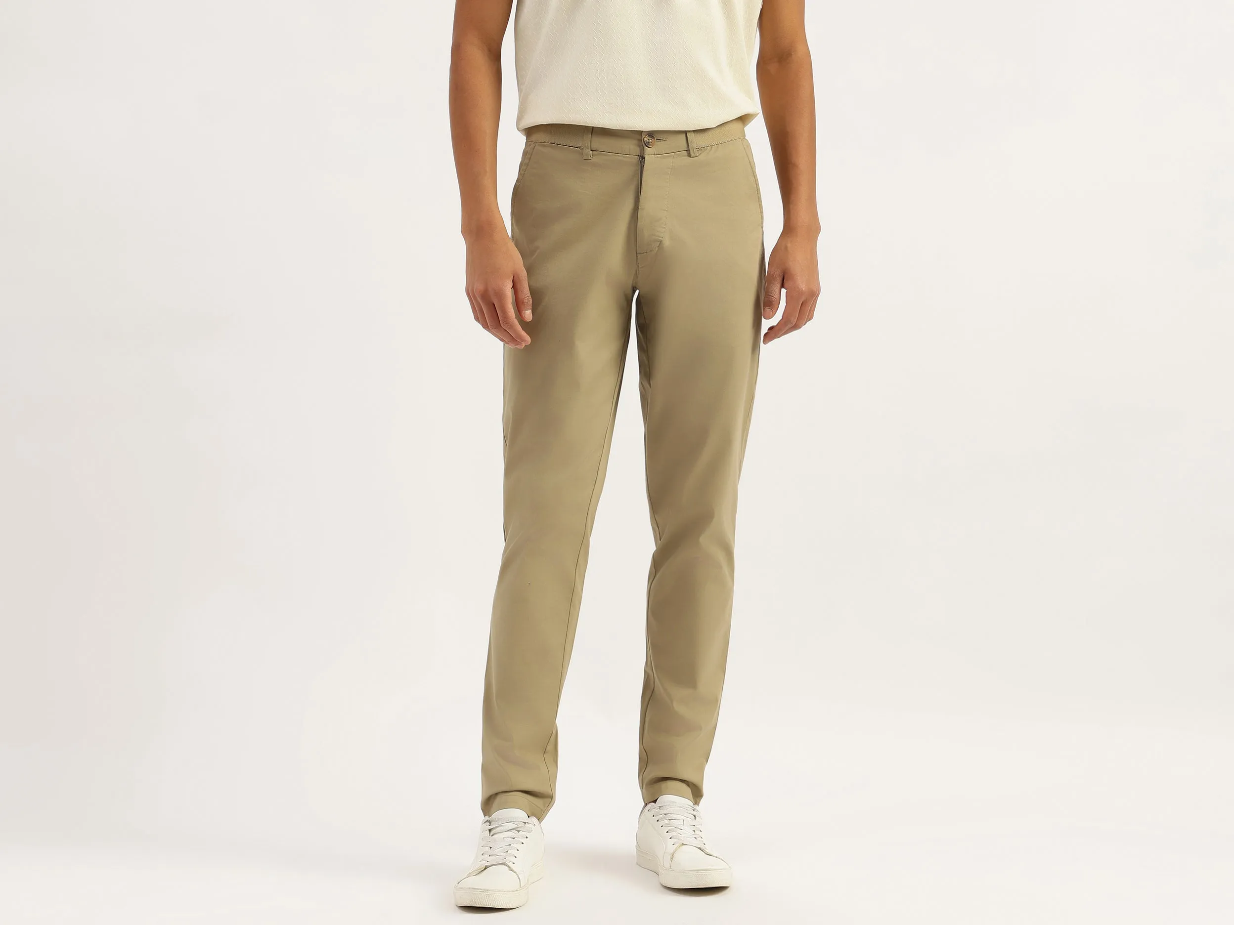 Solid Relaxed Fit Chino Trousers