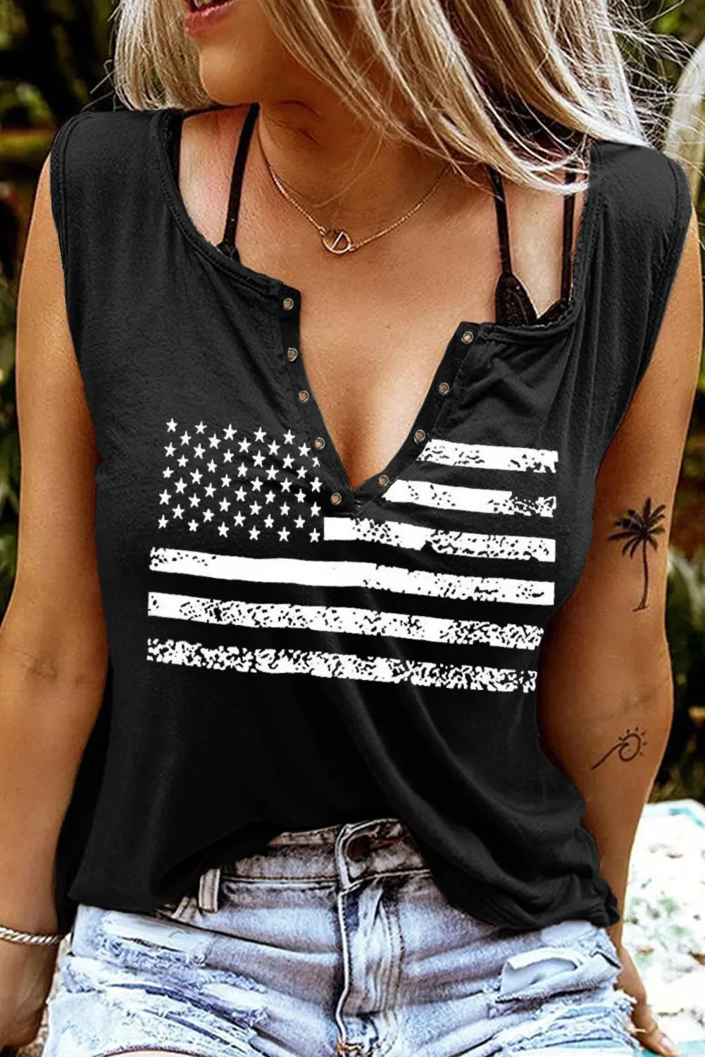 Solid Slim-fit V Neck Tank Top