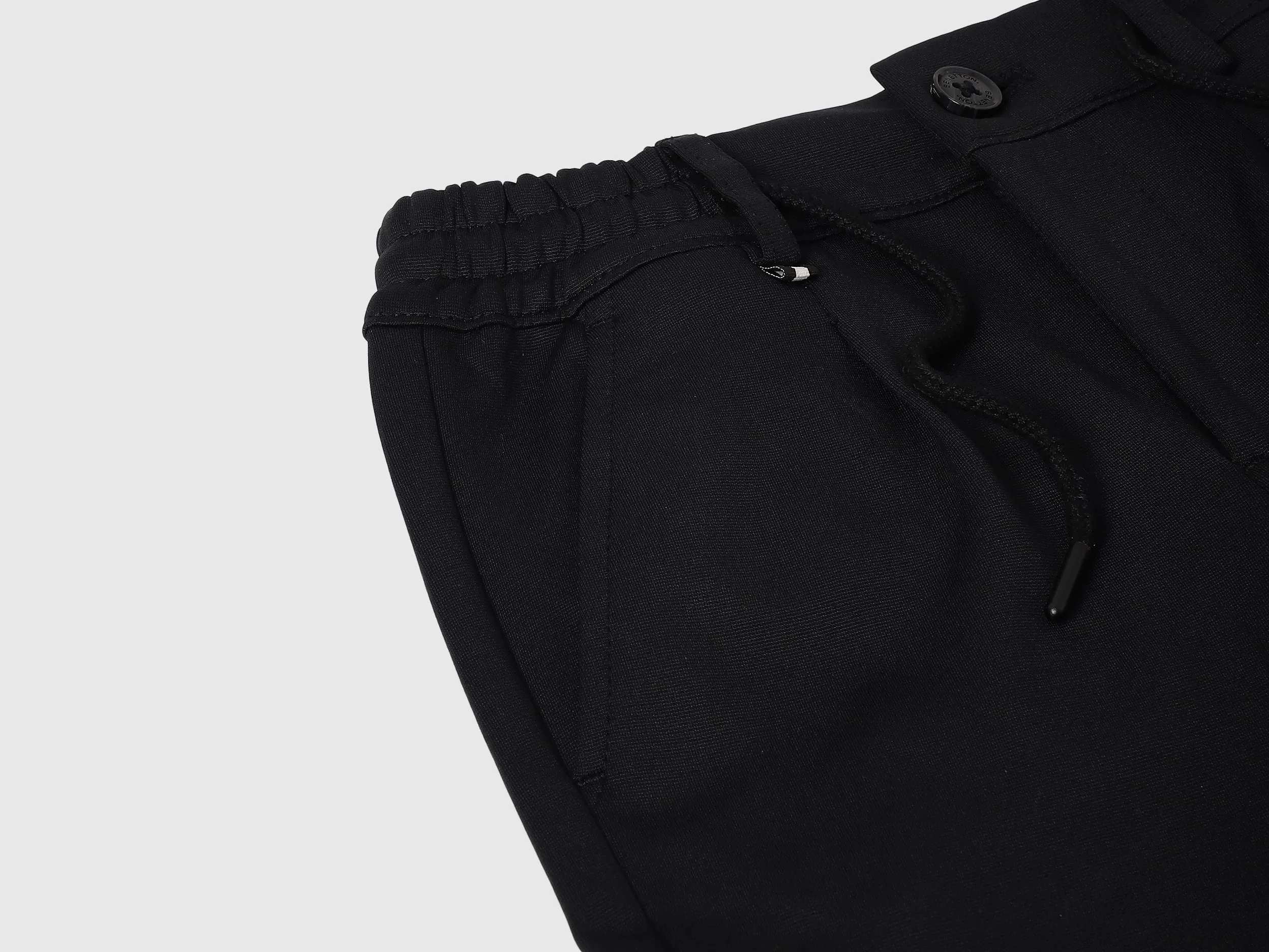 Solid Straight Fit Cargo Trousers
