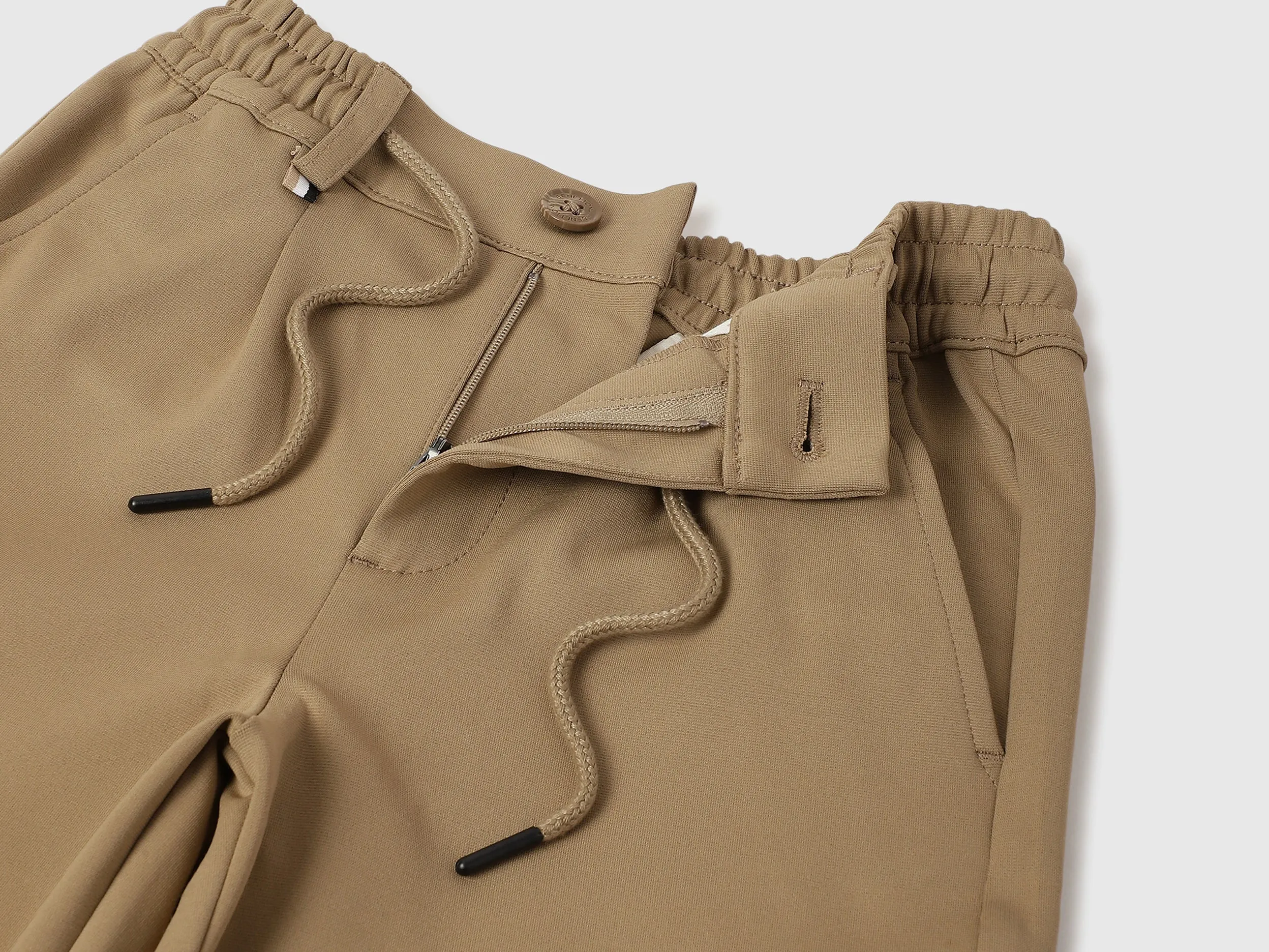 Solid Straight Fit Cargo Trousers