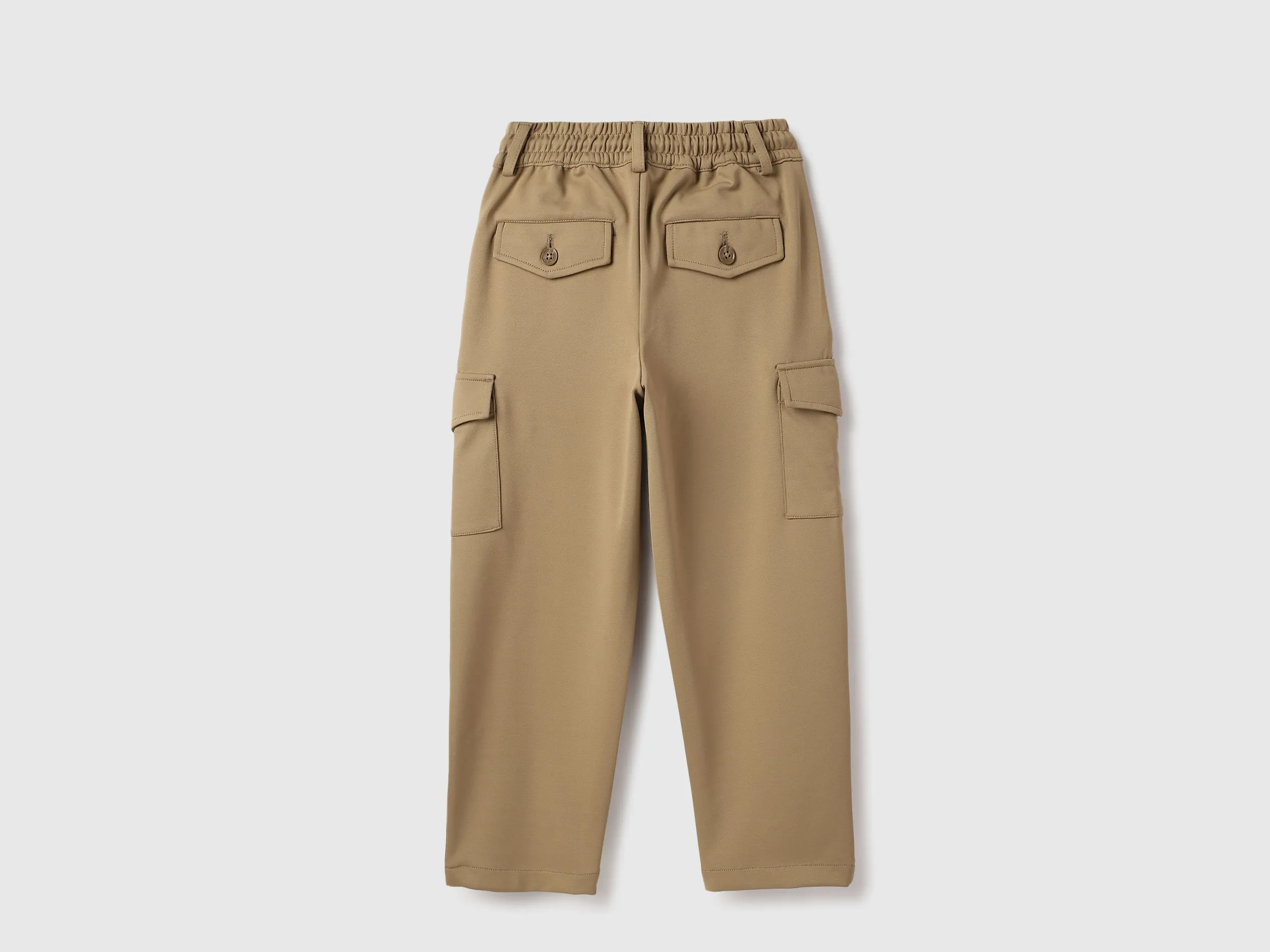 Solid Straight Fit Cargo Trousers
