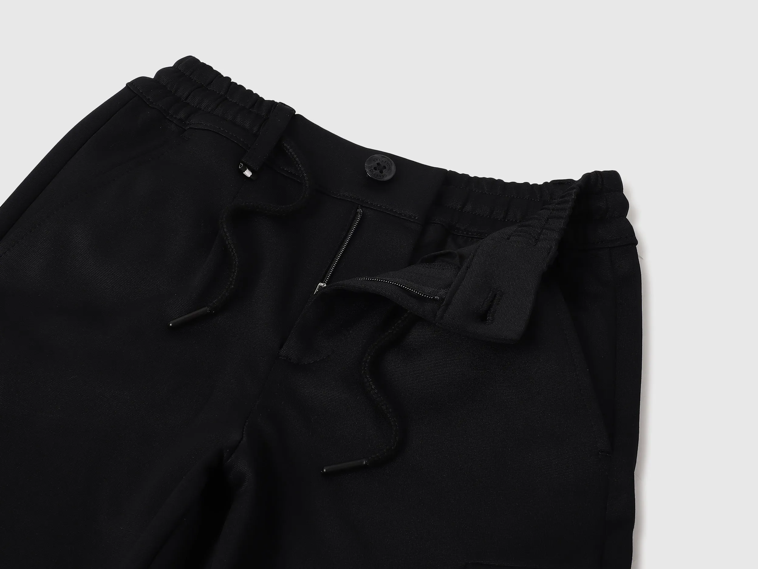 Solid Straight Fit Cargo Trousers