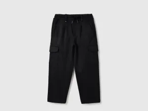 Solid Straight Fit Cargo Trousers