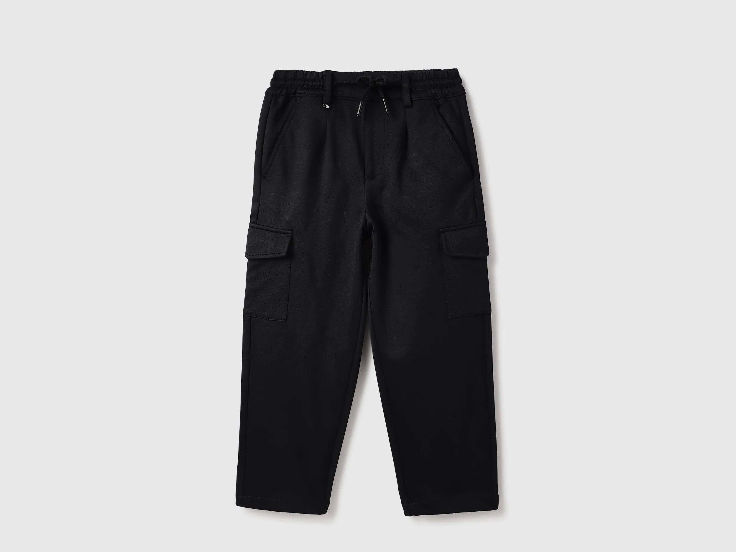 Solid Straight Fit Cargo Trousers