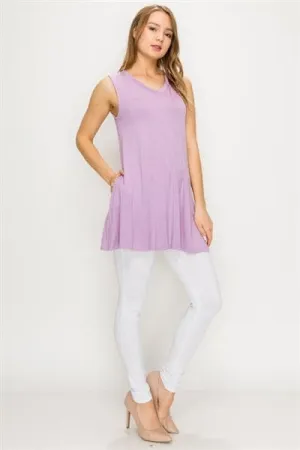 Solid Tank Tunic With Side Pockets Violet - Pack of 6