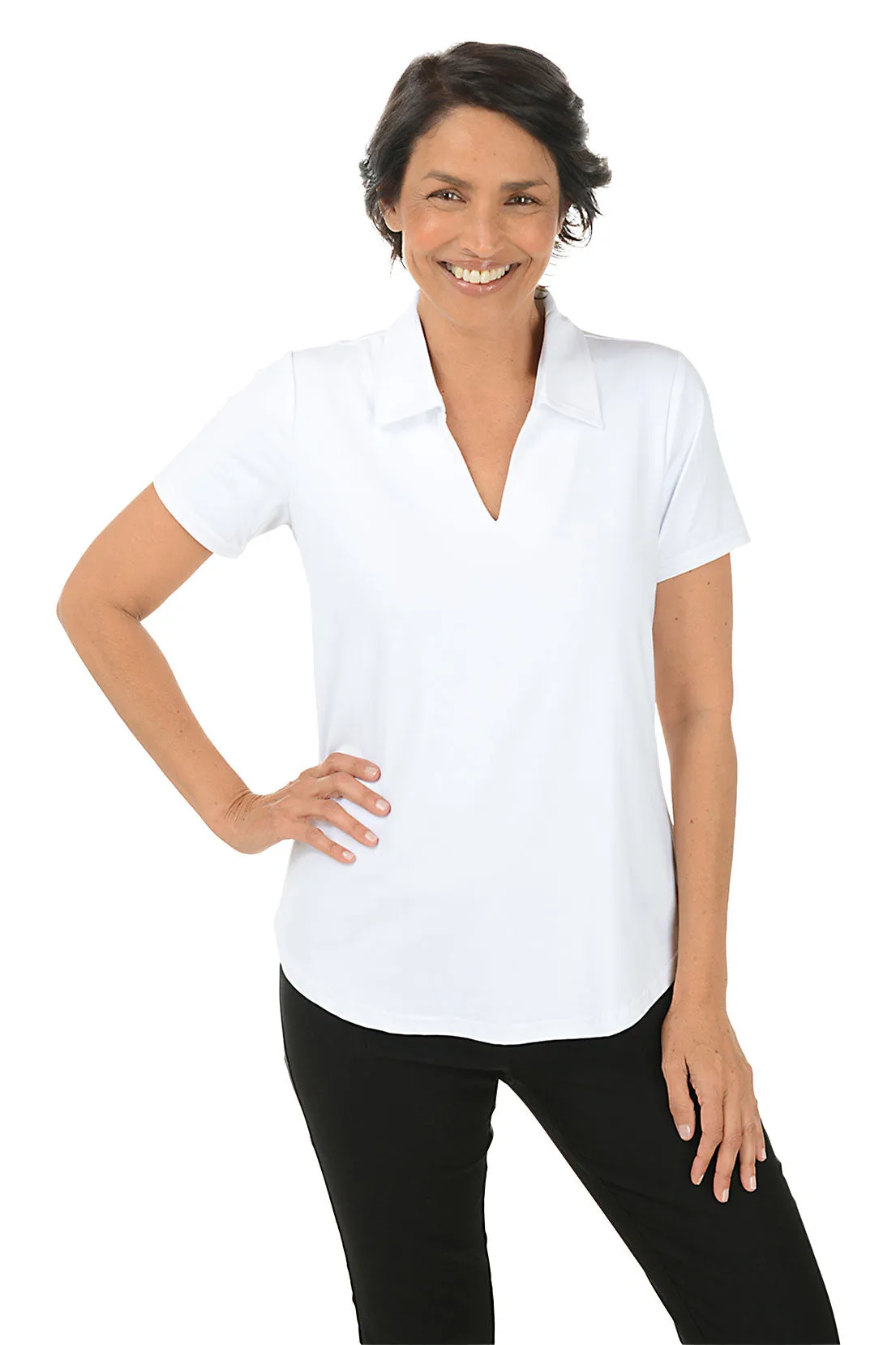 Solid UPF50  Short Sleeve Polo Top