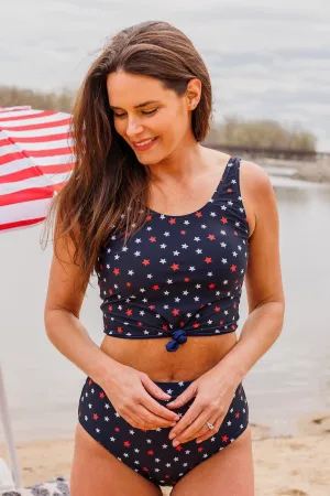 Soul Full Of Sunshine Knot Tankini Top- Navy Stars