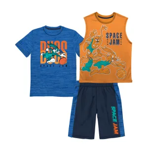 Space Jam Boys Clothes 3pc Top and Short Set Blue