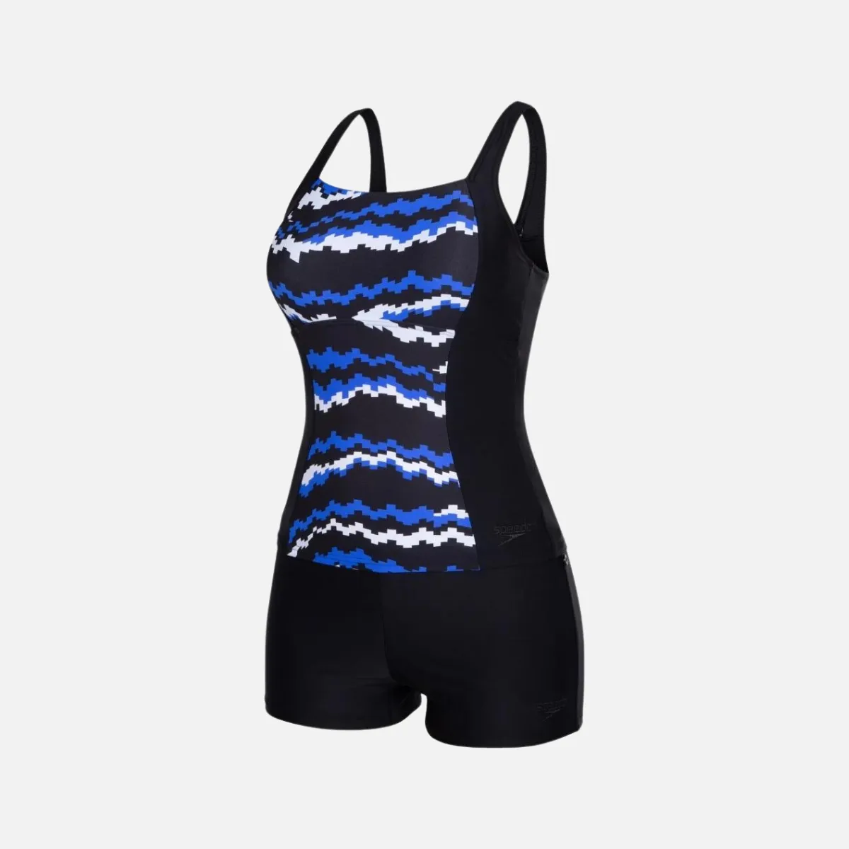 Speedo Penny Tankini Women's Swimwear 2pc -Black/White/Chroma Blue