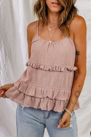 Split Second Tiered Ruffle Tank Top