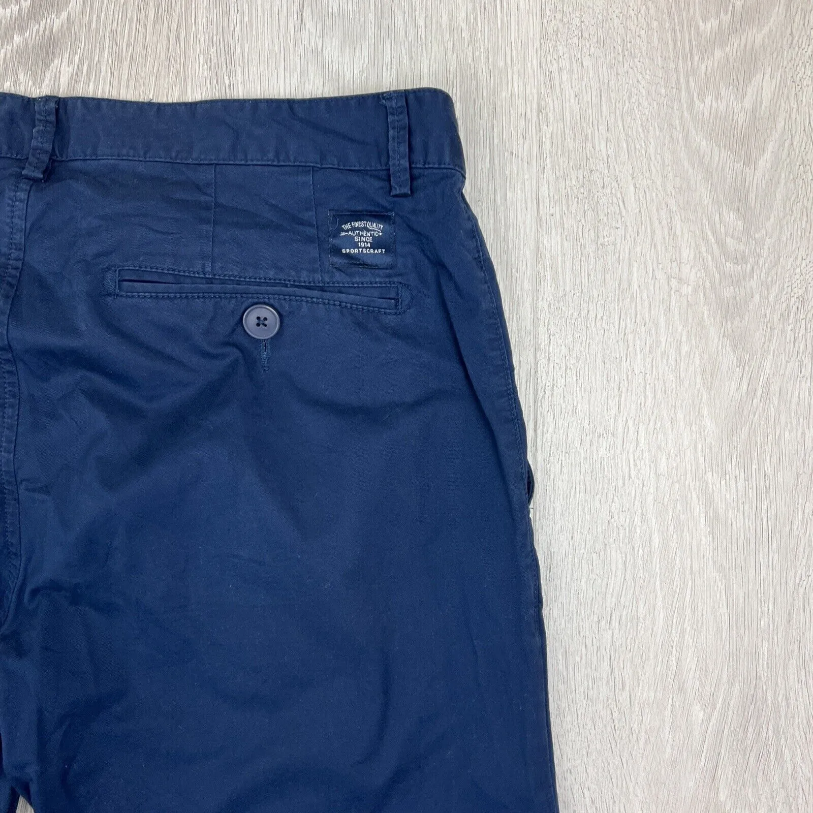 Sportscraft Mens Pima Cotton Blend Blue Chinos Size 32