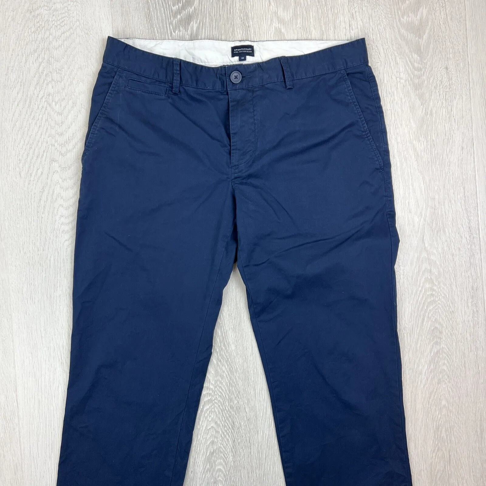 Sportscraft Mens Pima Cotton Blend Blue Chinos Size 32