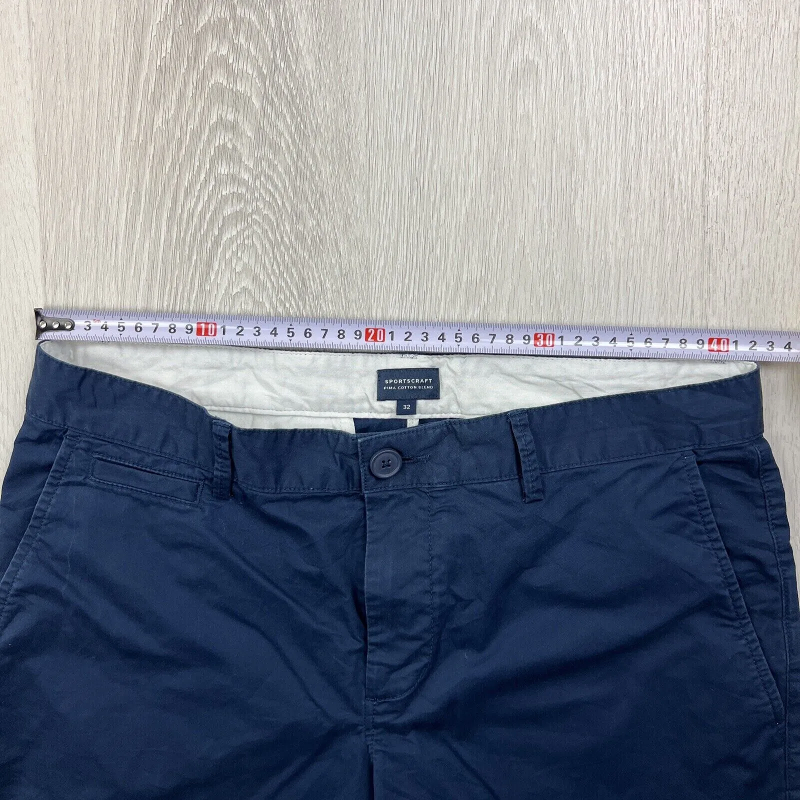 Sportscraft Mens Pima Cotton Blend Blue Chinos Size 32